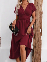 Solisse - Pleated V-Neck Dress