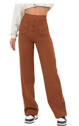 Feemella - Women's High-Waist Straight-Leg Casual Sweatpants