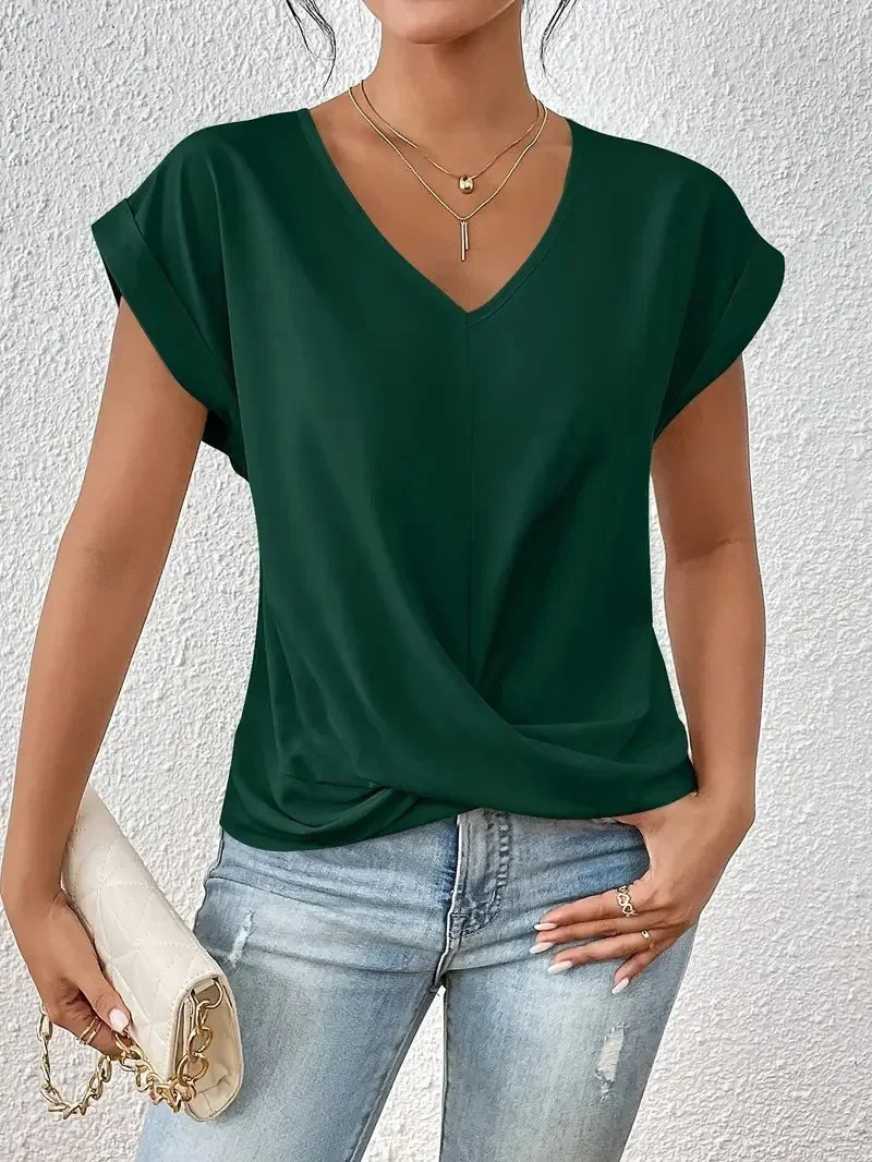 EleganzaWear - V-Neck Summer Tee