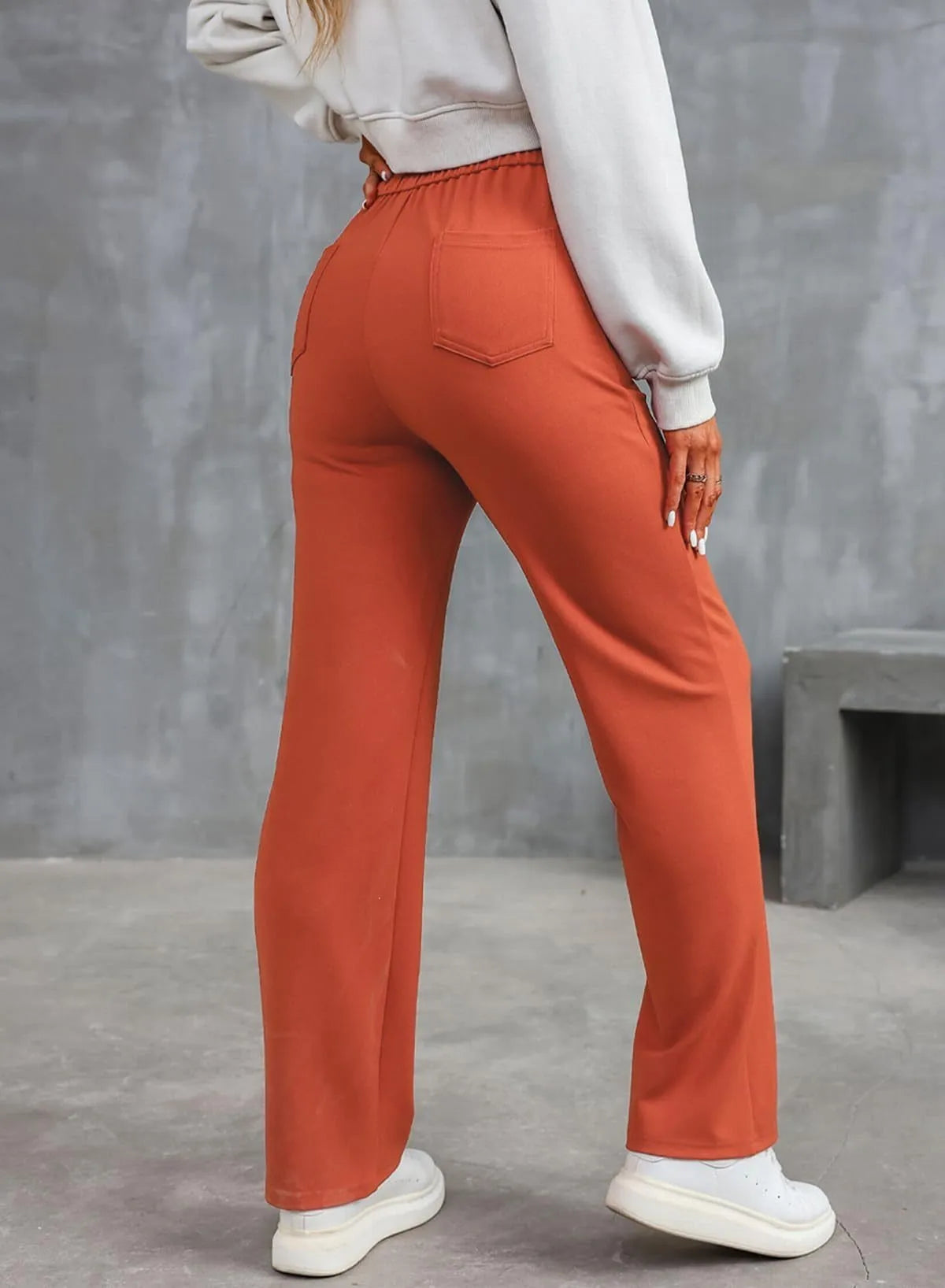 Feemella - Women's High-Waist Straight-Leg Casual Sweatpants