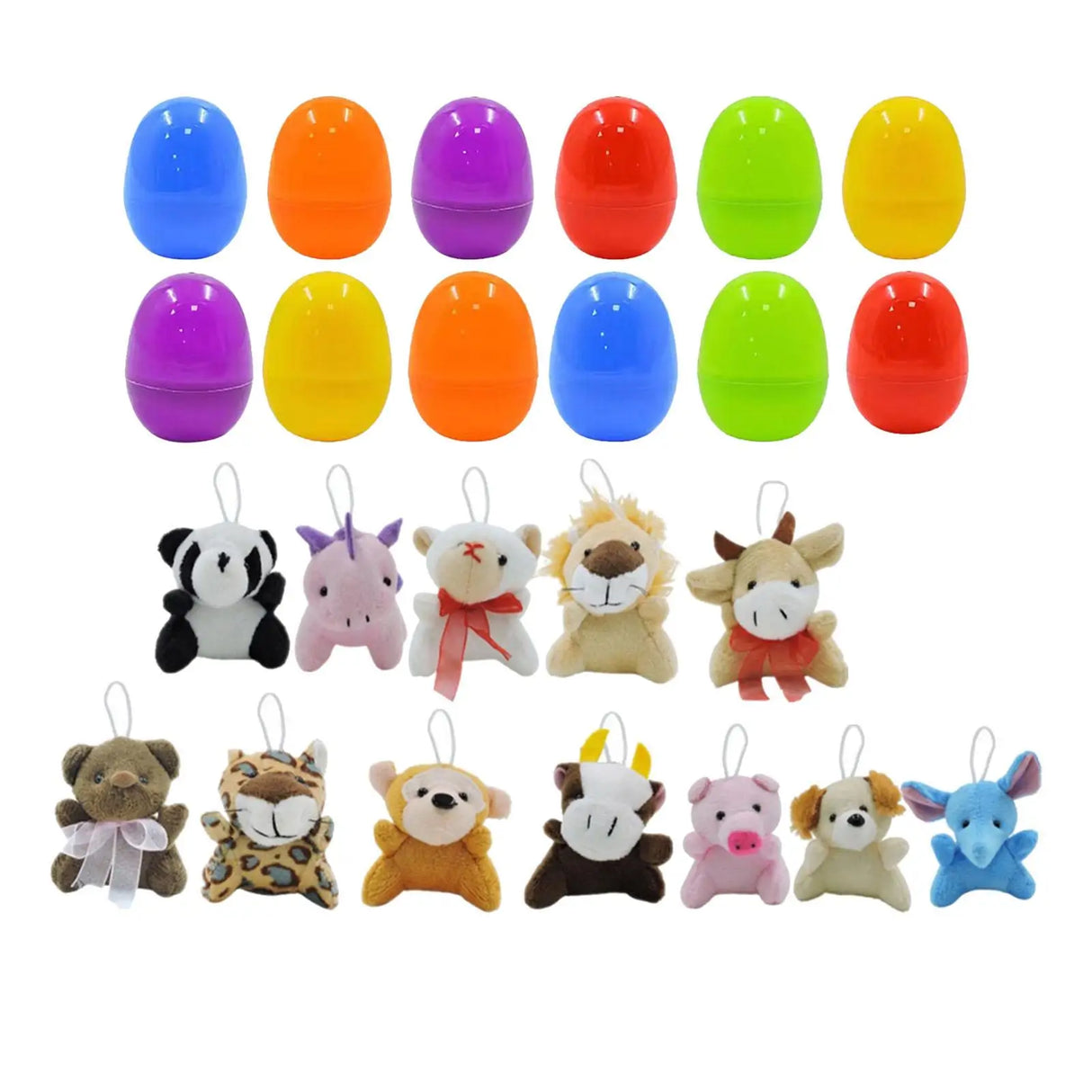 Teddydeco - Prefilled Easter Eggs, Filled with Plush Animal Toys (12 Pcs)