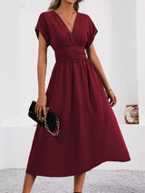 Solisse - Pleated V-Neck Dress