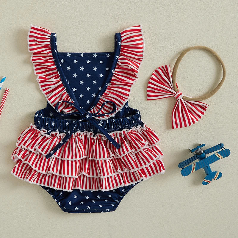StarSpangle - Girls Patriotic Romper Set