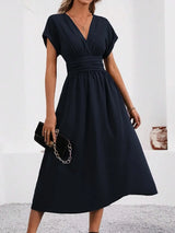 Solisse - Pleated V-Neck Dress