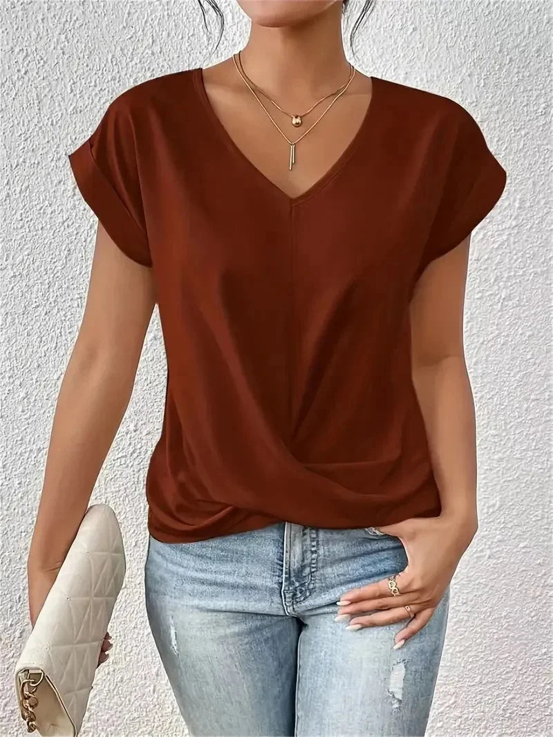 EleganzaWear - V-Neck Summer Tee