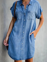 DenimAura Chic - Button-Up Shirt Dress
