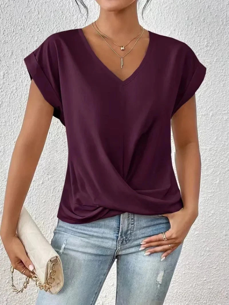 EleganzaWear - V-Neck Summer Tee