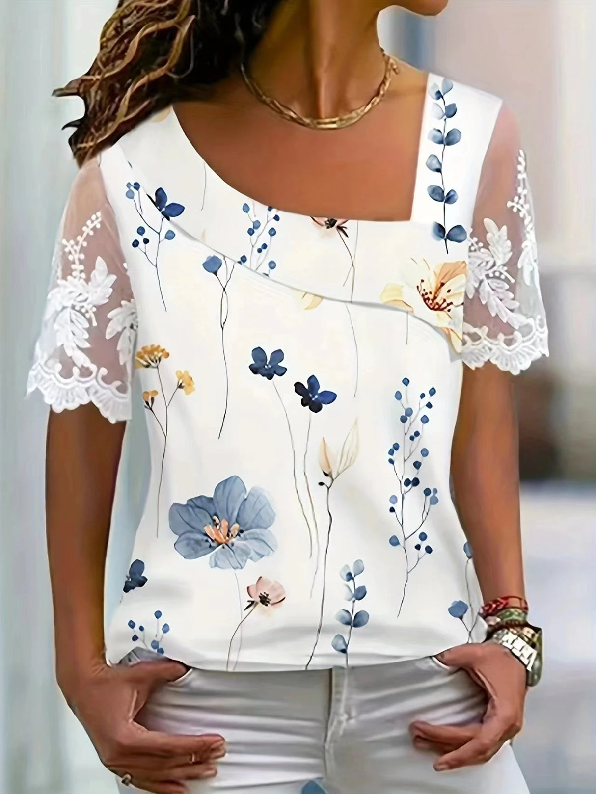 ChicAura - Lace Button Blouse