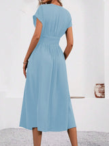Solisse - Pleated V-Neck Dress