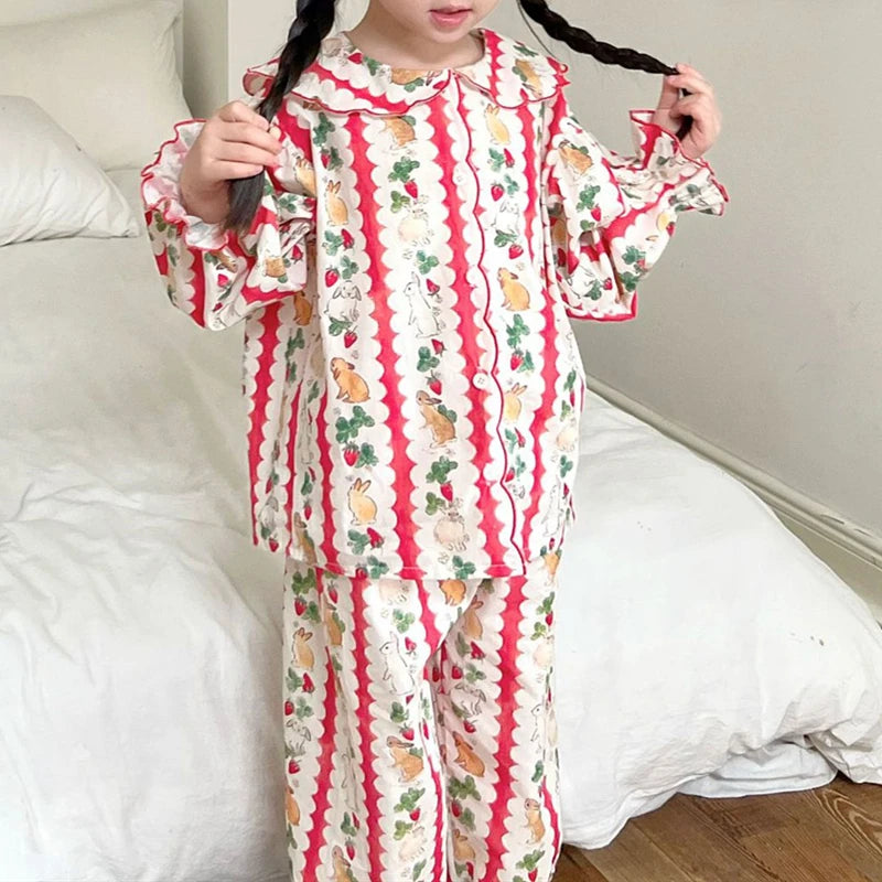 Pajomani - Girls' Easter Rabbit Print Pajama Suit