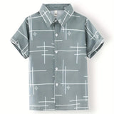 Egglor - Boy's Easter Egg Print Short Sleeve Summer Shirt