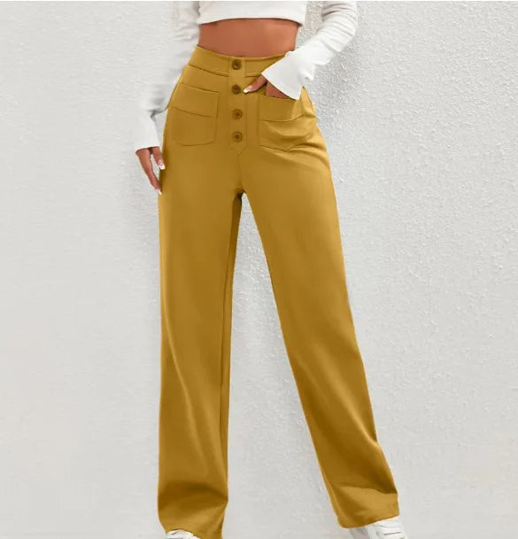 Feemella - Women's High-Waist Straight-Leg Casual Sweatpants