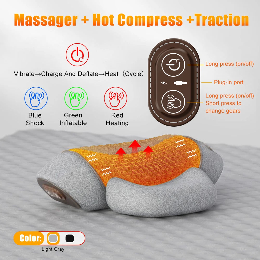 Kiaraspa - 3-in-1 Neck Massager Pillow with Heat, Vibration & Traction