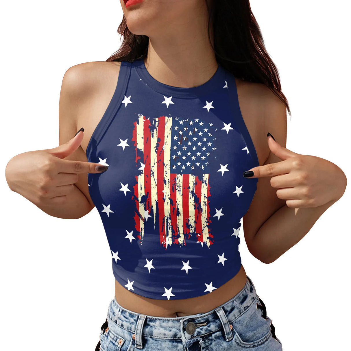 StarMuse - USA Flag Crop Tank