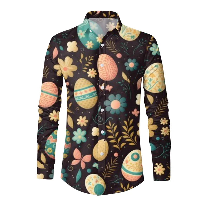 Tessera - Easter Egg 3D Printed Men's Long Sleeve Streetwear Shirt