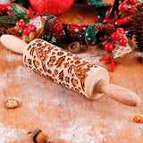 Woodykin - Wooden Rolling Pin with Deer Floral Design (1Pcs)