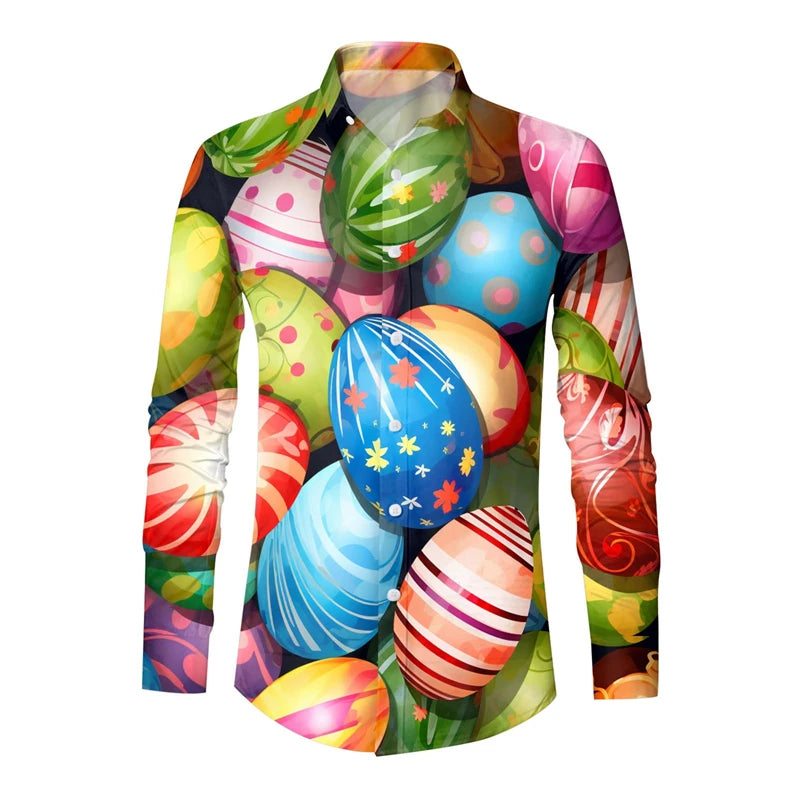 Tessera - Easter Egg 3D Printed Men's Long Sleeve Streetwear Shirt