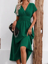 Solisse - Pleated V-Neck Dress