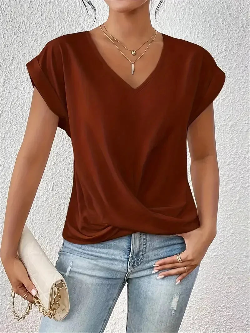 EleganzaWear - V-Neck Summer Tee