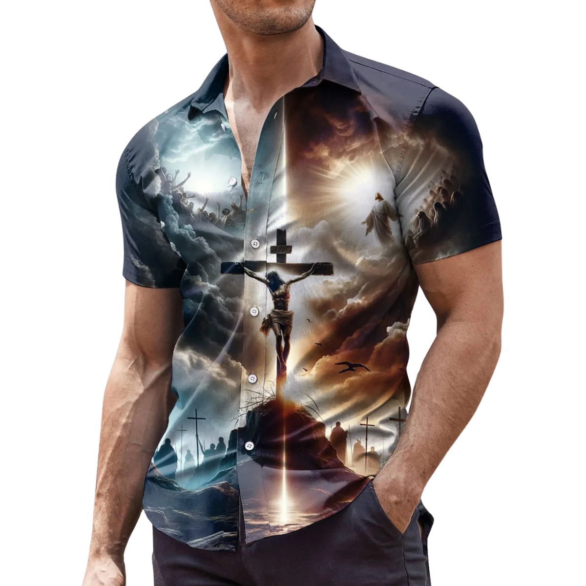 Narifin - Men's Easter 3D Printed Short Sleeve Shirt