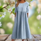 BreezyCharm - Cotton-Linen Summer Dress