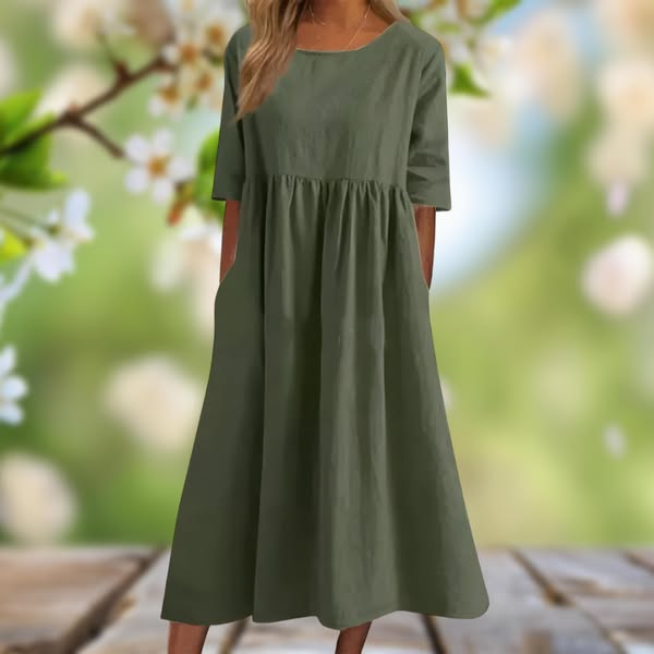 BreezyCharm - Cotton-Linen Summer Dress
