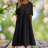 BreezyCharm - Cotton-Linen Summer Dress