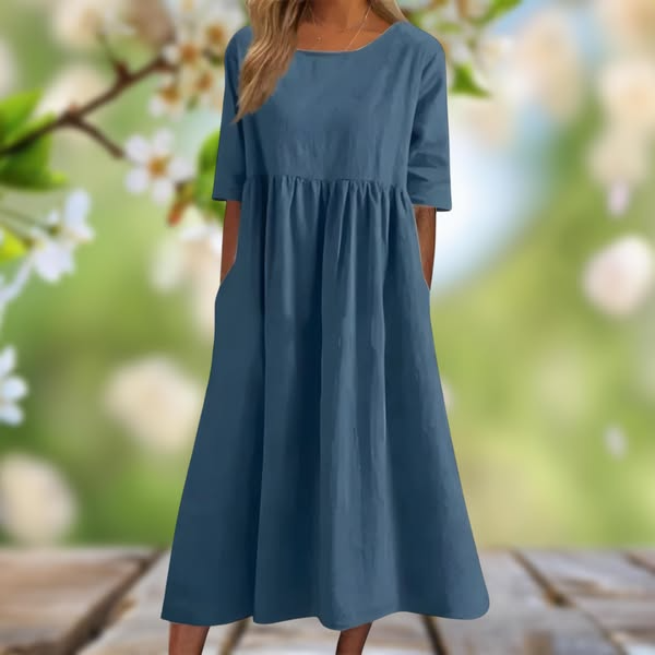 BreezyCharm - Cotton-Linen Summer Dress