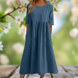 BreezyCharm - Cotton-Linen Summer Dress